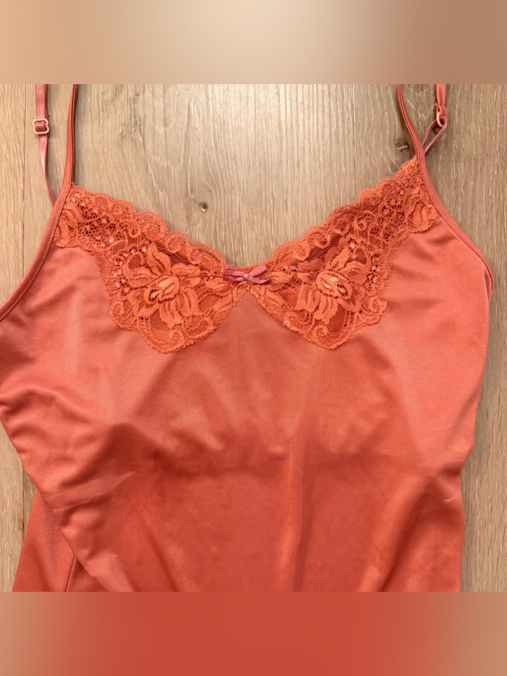 Vintage The Limited Satin Lace Cami Top - Coral Pink / Orange (Size S) - Picture 2 of 5